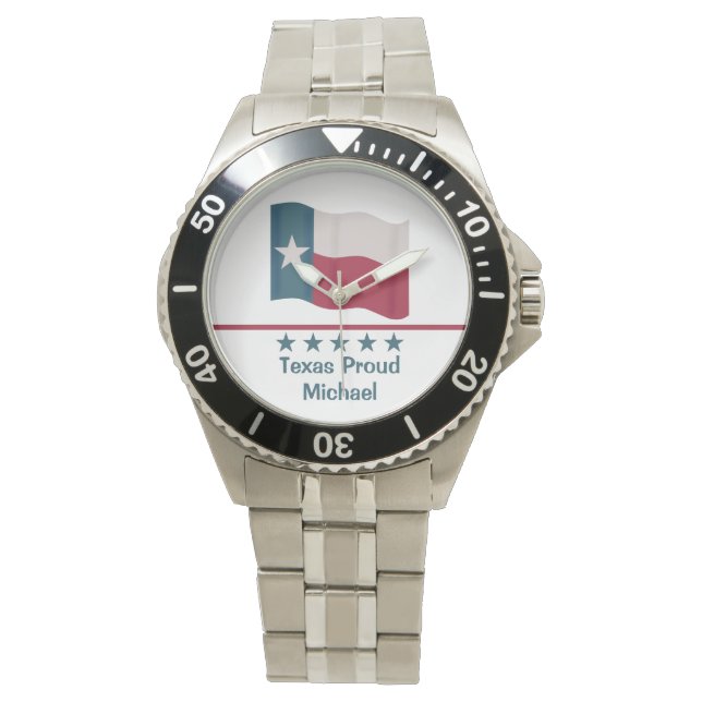Reloj De Pulsera Bandera Estrella solitaria Texas Orgullosas Palabr (Anverso)