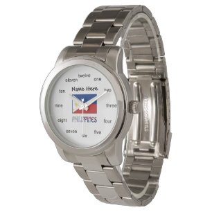 Reloj De Pulsera Bandera Filipina de Filipinas Personalizada