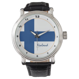 Reloj De Pulsera Bandera finlandesa y diseño de moda y finlandés