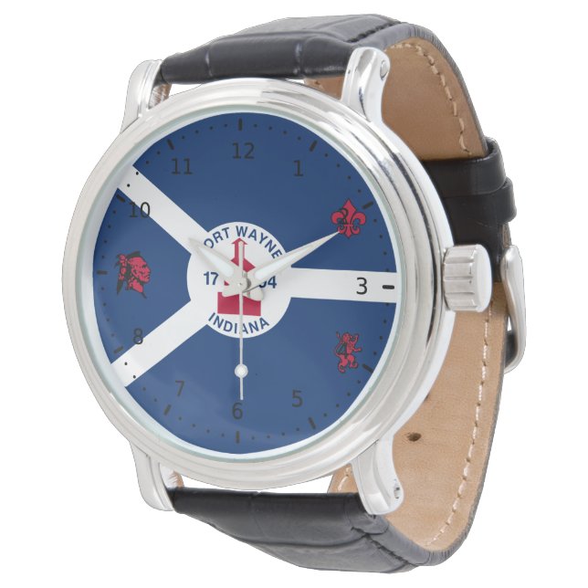 Reloj De Pulsera Bandera Fort Wayne, Indiana  (Angular)