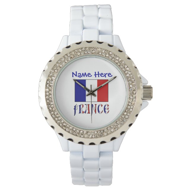 Reloj De Pulsera Bandera francesa personalizada para mujeres sin ro (Anverso)