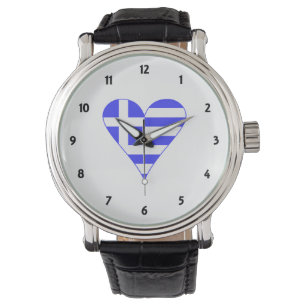 Reloj De Pulsera Bandera Griega Corazón Funky