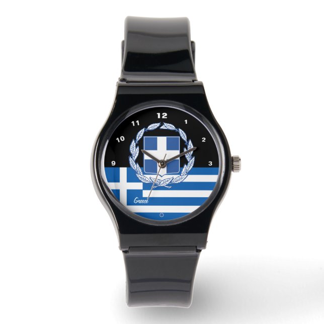 Reloj De Pulsera Bandera griega, Emblem, Grecia/deportes (Anverso)