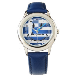 Reloj De Pulsera Bandera griega sonriente