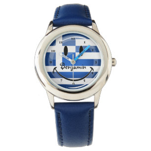 Reloj De Pulsera Bandera griega sonriente