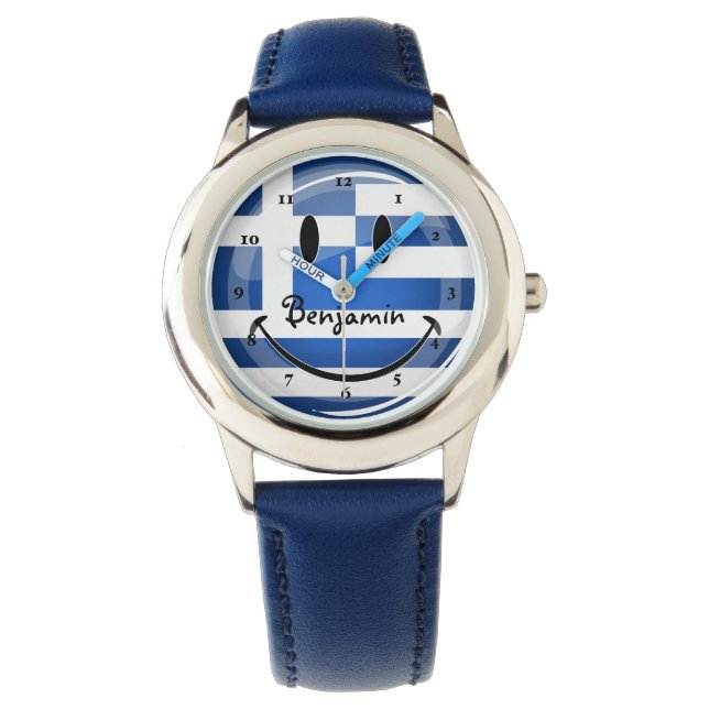 Reloj De Pulsera Bandera griega sonriente (Anverso)