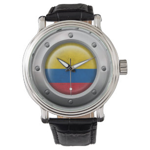 Reloj De Pulsera Bandera industrial colombiana con gráfico de acero