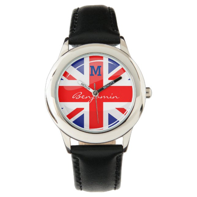 Reloj De Pulsera Bandera inglesa Glossy Round UK (Anverso)
