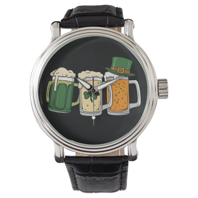 Reloj De Pulsera Bandera irlandesa de cerveza St Patrick's Day Sham (Anverso)
