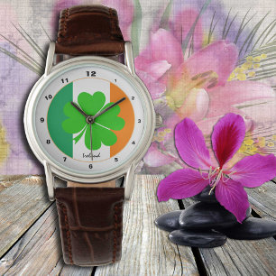 Reloj De Pulsera Bandera irlandesa / Moda de moda / Shamrock