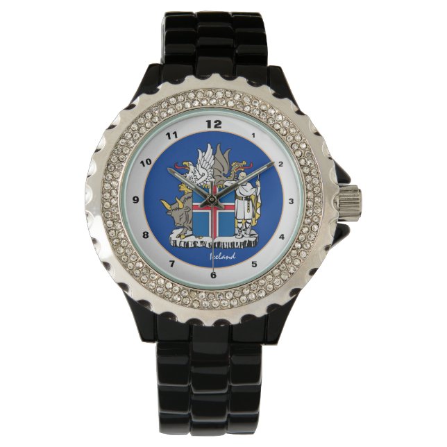 Reloj De Pulsera Bandera islandesa y diseño de emblemas islandeses (Anverso)
