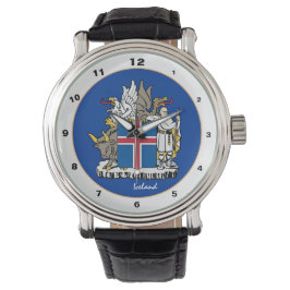 Reloj De Pulsera Bandera islandesa y diseño de emblemas islandeses