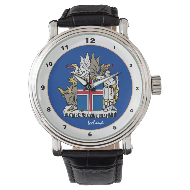 Reloj De Pulsera Bandera islandesa y diseño de emblemas islandeses (Anverso)