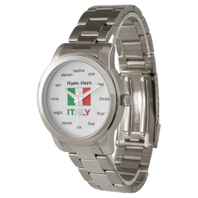 Reloj De Pulsera Bandera italiana con su nombre (Angular)