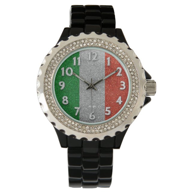 Reloj De Pulsera Bandera italiana de Italia Milán Bling Purpurina F (Anverso)