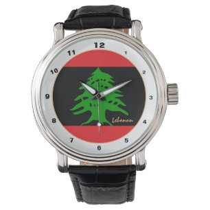 Reloj De Pulsera Bandera libanesa y diseño BLK moderno