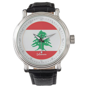 Reloj De Pulsera Bandera libanesa y moda libanesa, no árabe /diseño