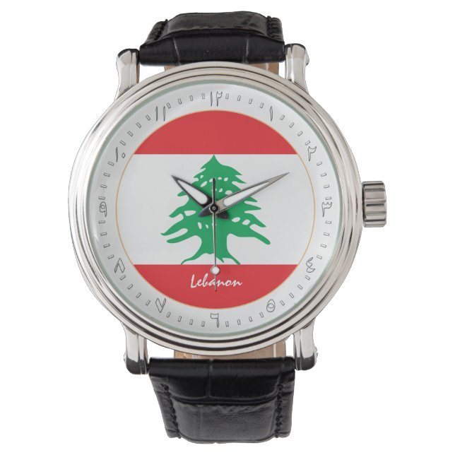Reloj De Pulsera Bandera libanesa y moda libanesa, no árabe /diseño (Anverso)