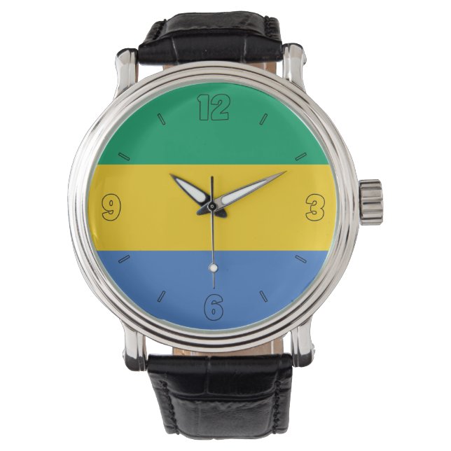 Reloj De Pulsera Bandera Nacional de Gabón Patriótica (Anverso)