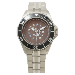Reloj De Pulsera Bandera Náutica Americana de Yate Wet Look