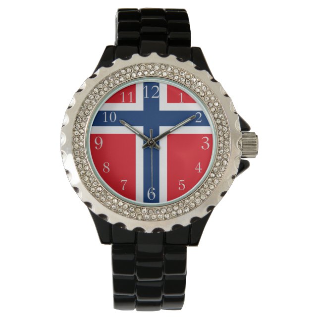 Reloj De Pulsera Bandera noruega, bandera de Noruega, pabellón nórd (Anverso)