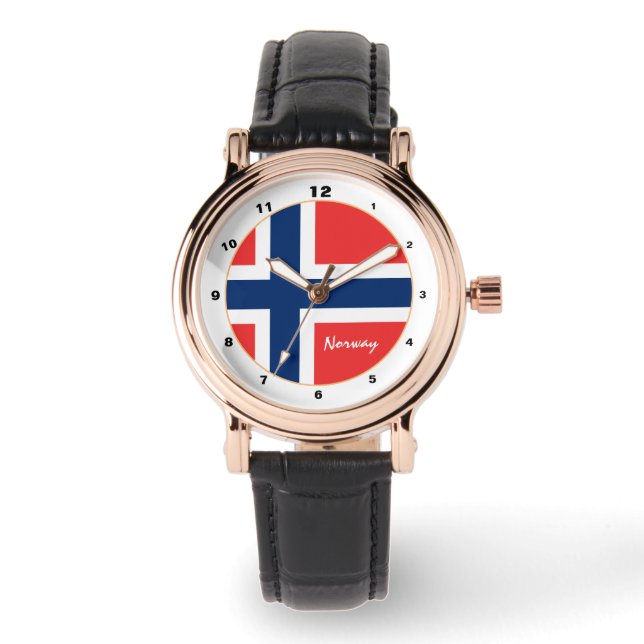 Reloj De Pulsera Bandera noruega cuadrada y diseño/moda noruega (Anverso)