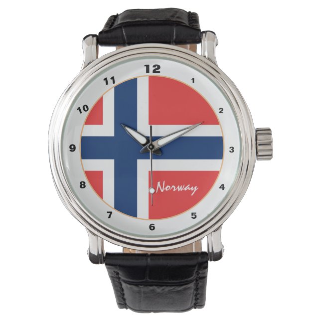 Reloj De Pulsera Bandera noruega y diseño simple (Anverso)