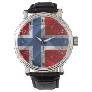 Reloj De Pulsera Bandera ondulante noruega