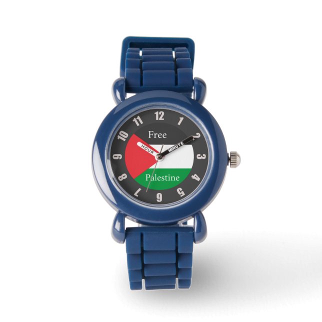 Reloj De Pulsera Bandera palestina personalizada Ronda Palestina Li (Anverso)