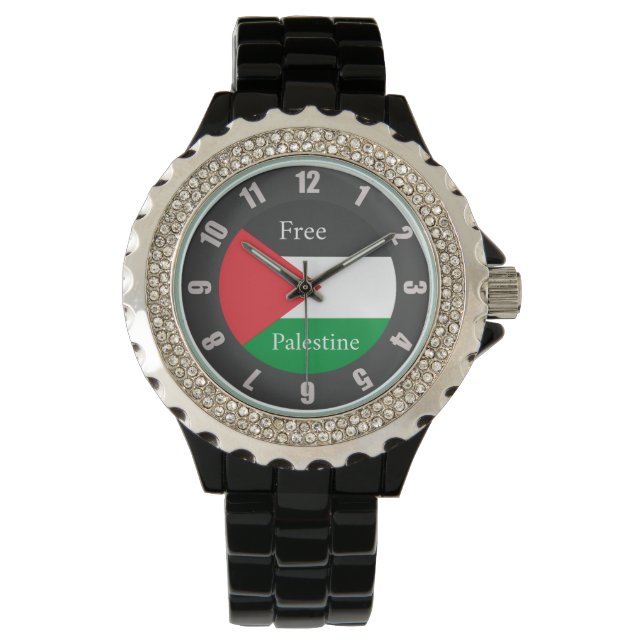 Reloj De Pulsera Bandera palestina personalizada Ronda Palestina Li (Anverso)