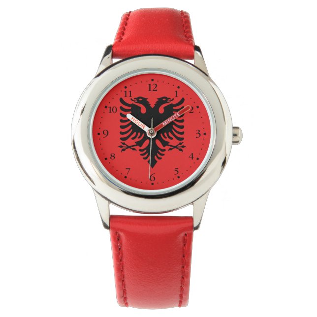 Reloj De Pulsera Bandera patriótica albanesa (Anverso)