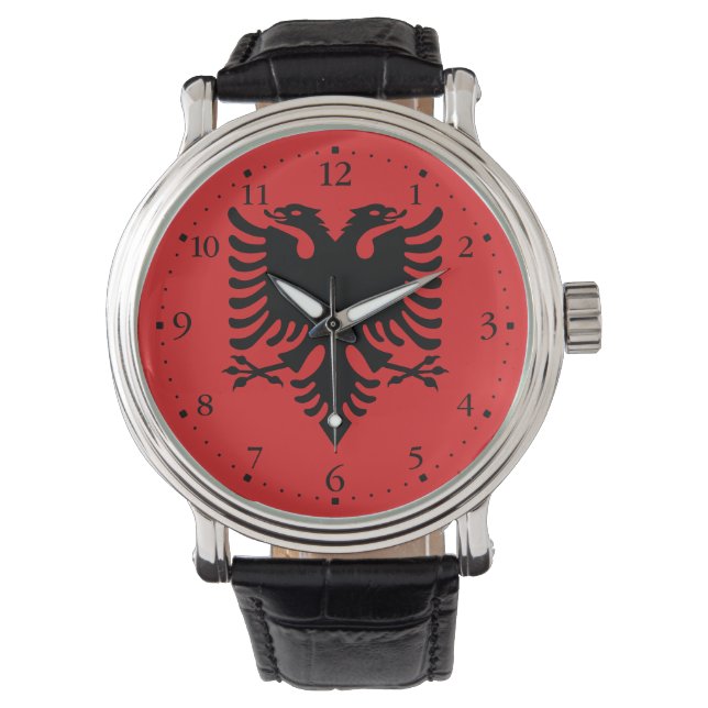 Reloj De Pulsera Bandera patriótica albanesa (Anverso)