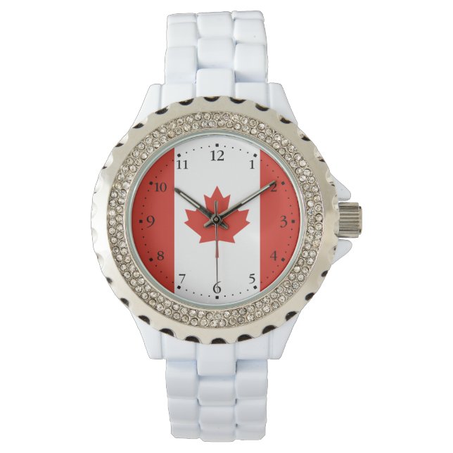 Reloj De Pulsera Bandera Patriótica Canadiense (Anverso)