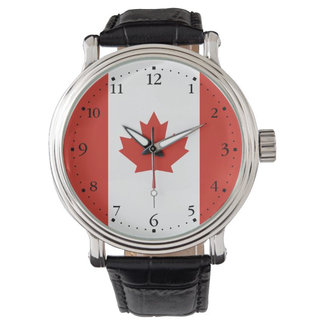 Reloj De Pulsera Bandera Patriótica Canadiense (Anverso)