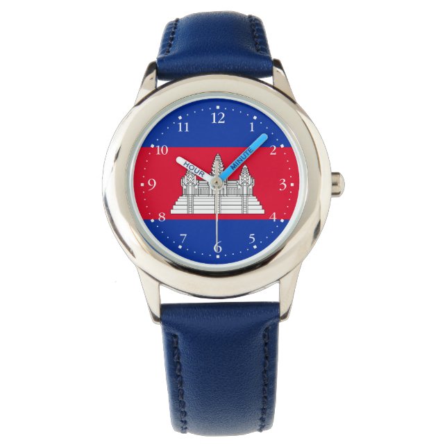 Reloj De Pulsera Bandera Patriótica De Camboya (Anverso)