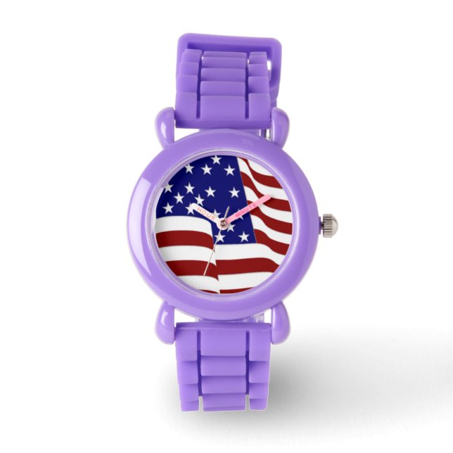 Reloj De Pulsera Bandera Patriótica de Estrellas y Rayas (Anverso)