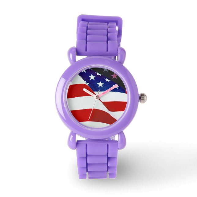 Reloj De Pulsera Bandera Patriótica de Estrellas y Rayas (Anverso)