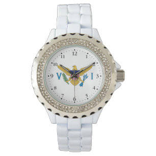 Reloj De Pulsera Bandera patriótica de las Islas Vírgenes Americana