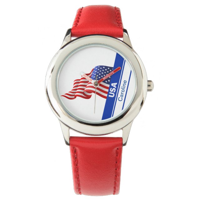 Reloj De Pulsera Bandera Patriótica Personalizada de los Estados Un (Anverso)