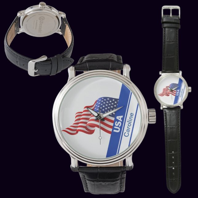 Reloj De Pulsera Bandera Patriótica Personalizada de los Estados Un (Subido por el creador)