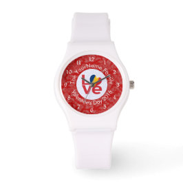 Reloj De Pulsera Bandera personalizada Chad rojo AMOR