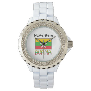 Reloj De Pulsera Bandera personalizada de Birmania y Myanmar 