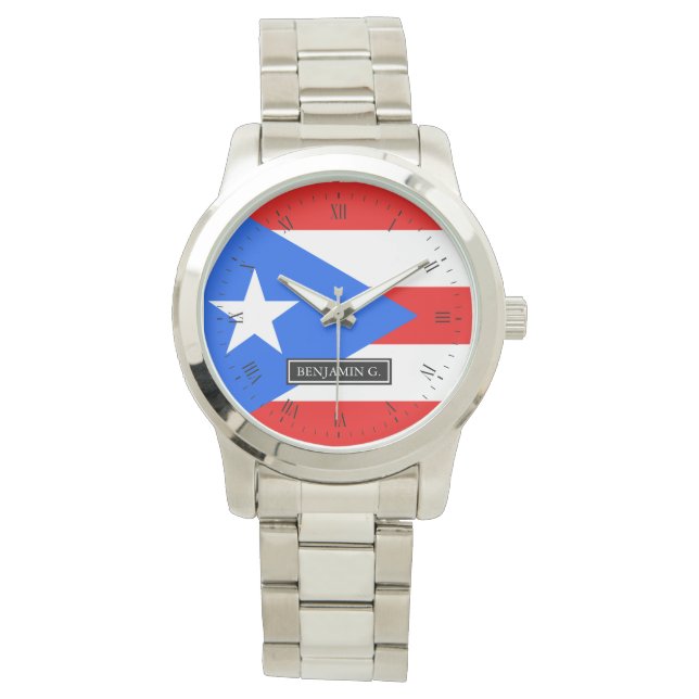 Reloj De Pulsera Bandera portorriqueña clásica (Anverso)