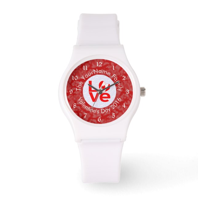 Reloj De Pulsera Bandera Roja de AMOR Canadiense Personalizada (Anverso)