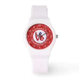 Reloj De Pulsera Bandera Roja de Chile LOVE Personalizada