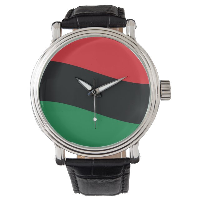 Reloj De Pulsera Bandera roja, negra y verde (Anverso)