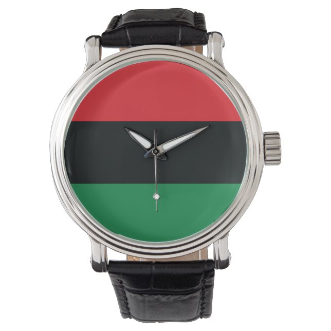 Reloj De Pulsera Bandera roja, negra y verde (Anverso)