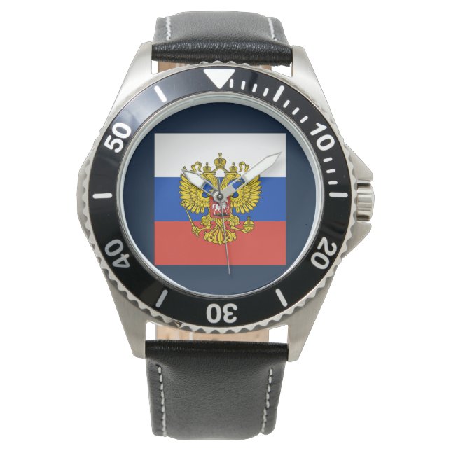 Reloj De Pulsera Bandera rusa águila imperial ortodoxa rusa (Anverso)
