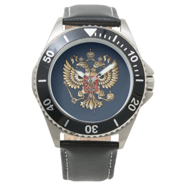 Reloj De Pulsera Bandera rusa águila imperial ortodoxa rusa (Anverso)