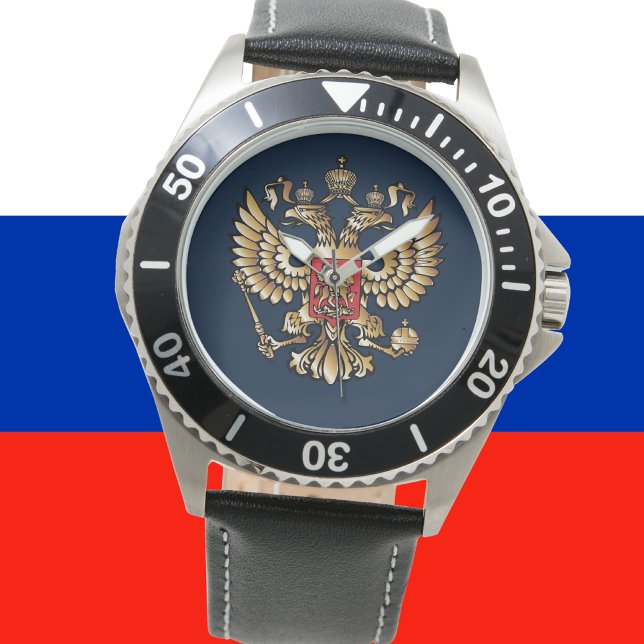 Reloj De Pulsera Bandera rusa águila imperial ortodoxa rusa (Subido por el creador)